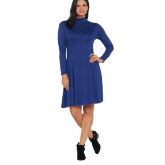 dennis basso Dresses & Skirts - Jersey Knit Fit-and-Flare Mock-Neck Dress nwot